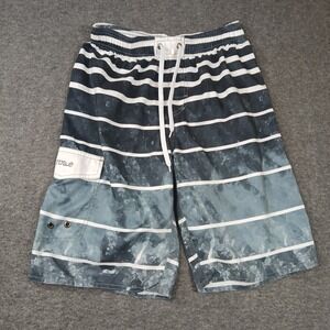Nonwe Men's‎ Size 30 Board Shorts Swim Trunks Lined Striped Tie Waist.